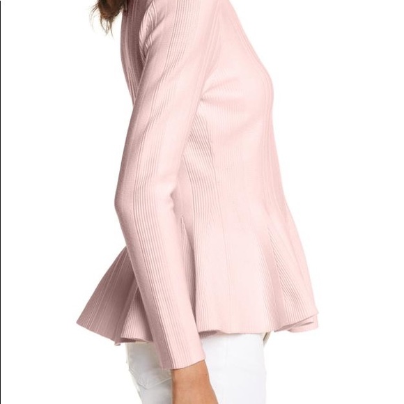 Ted Baker RIBBED PEPLUM SWEATER IN Light Pink-Size 8-10 - Picture 2 of 4